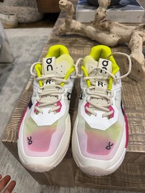 On Cloud Pickeball — White with Neon Yellow & Pink